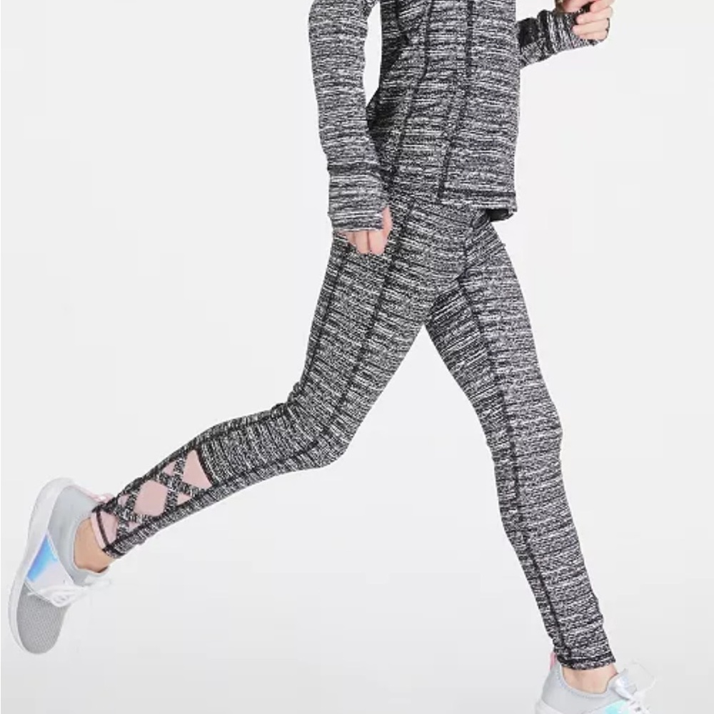 *NWT* Big Girls Static-Print Caged Leggings, Created for Macy's (Small)